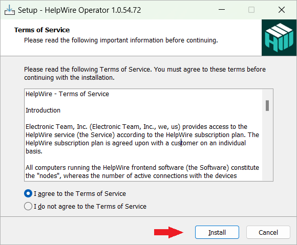 Installing the HelpWire Operator application