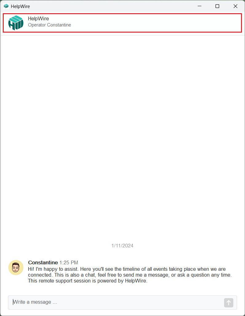 Writing a message to Operator in the HelpWire Client app