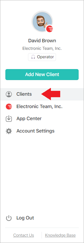 Accessing the clients list in HelpWire web account