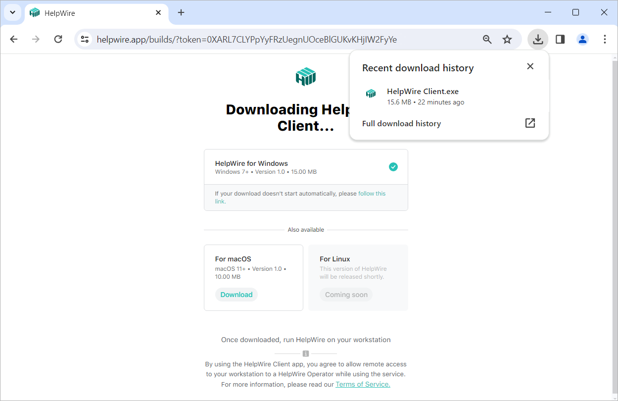 HelpWire quick session guide: downloading the Client app