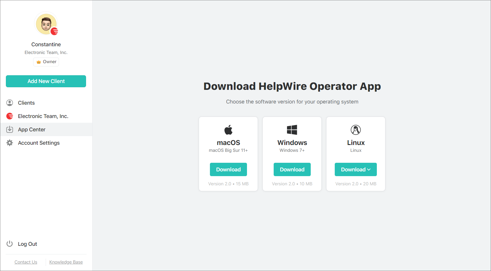 HelpWire App Center