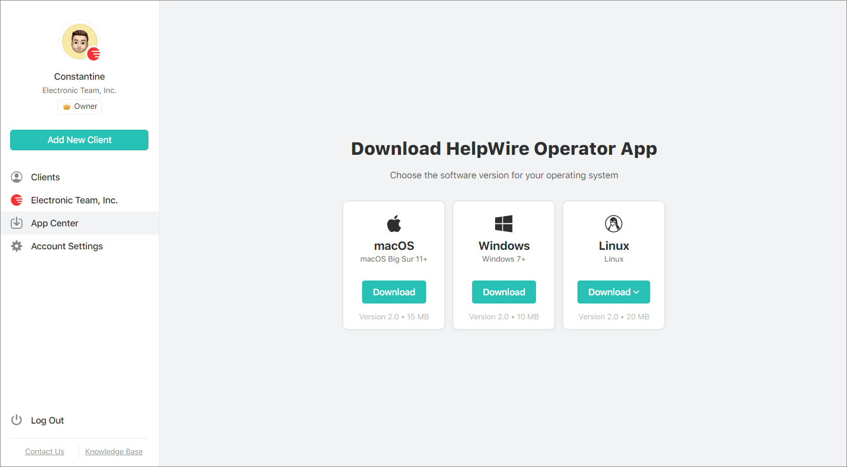 Downloading HelpWire for Windows from the App Center