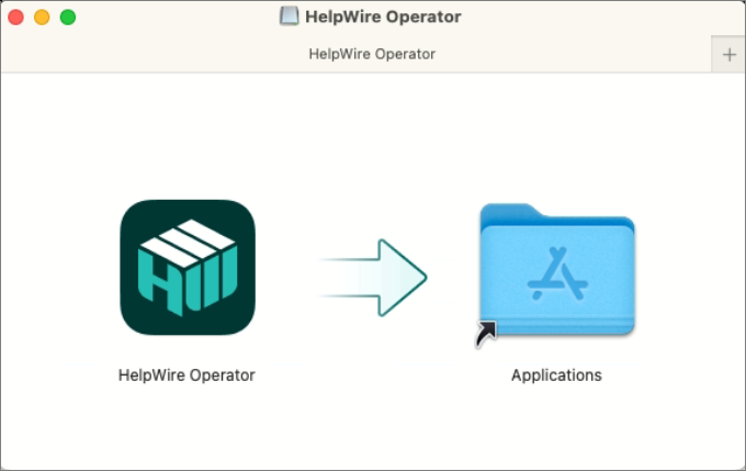 Dragging the HelpWire Operator app to the Applications folder