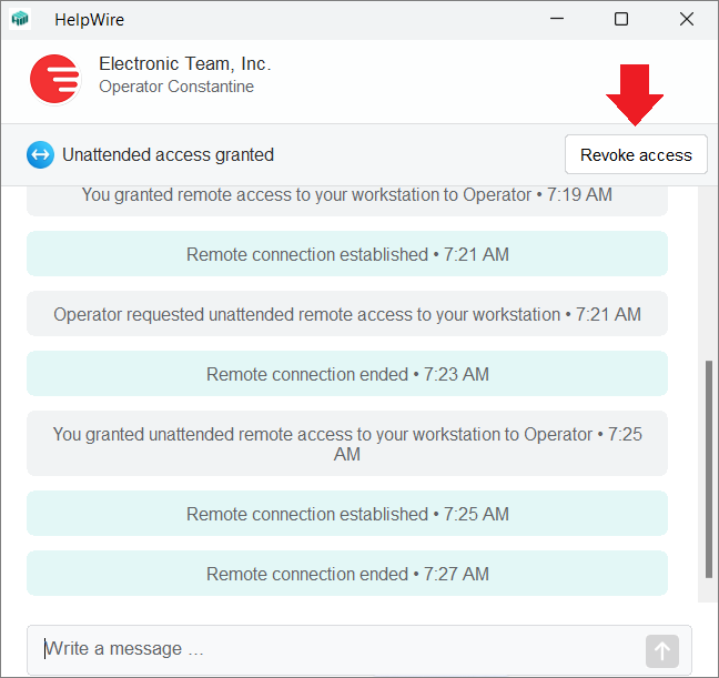 Unattended access guide: revoking unattended access on the client’s side