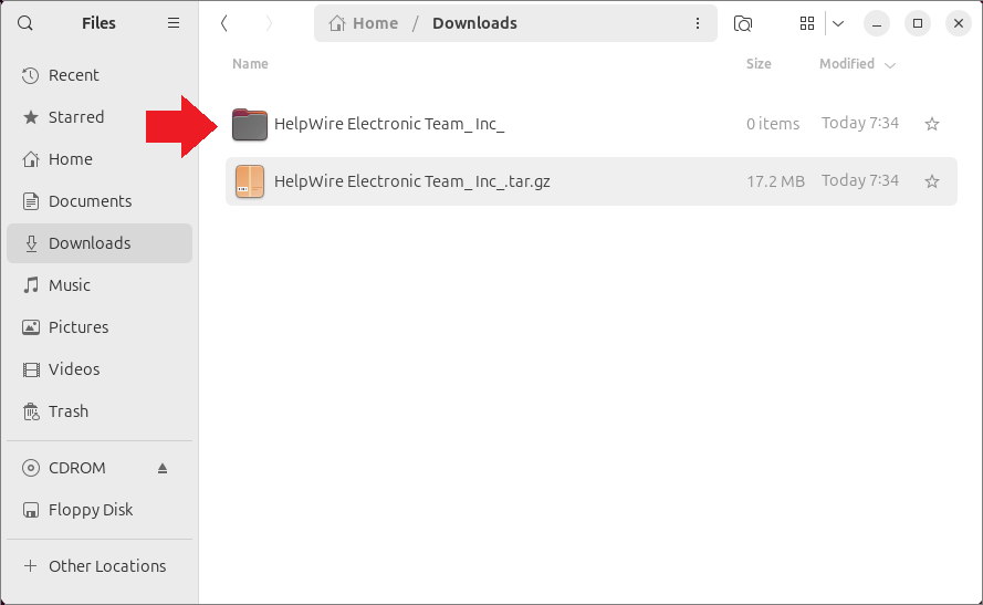 Opening the directory with the extracted files