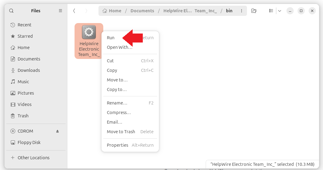 Running the HelpWire Client app file