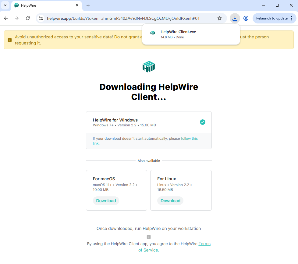 HelpWire quick session guide: downloading the Client app HelpWire quick session guide: downloading the Client app