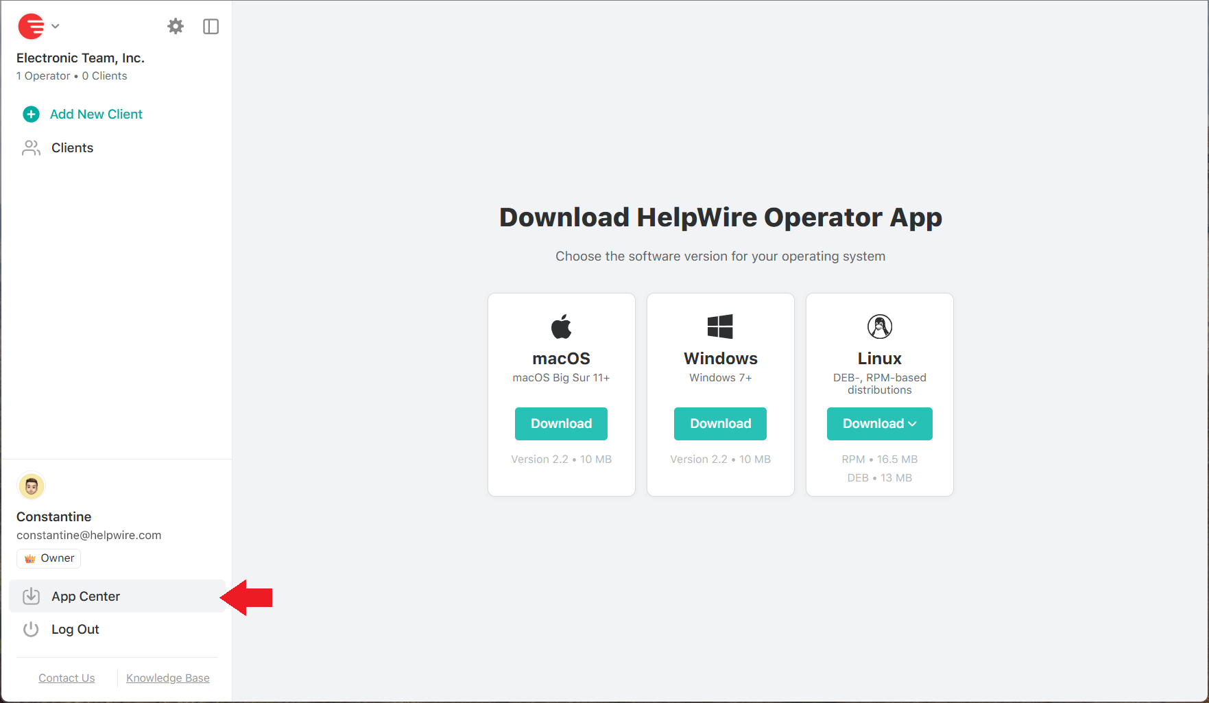 HelpWire App Center