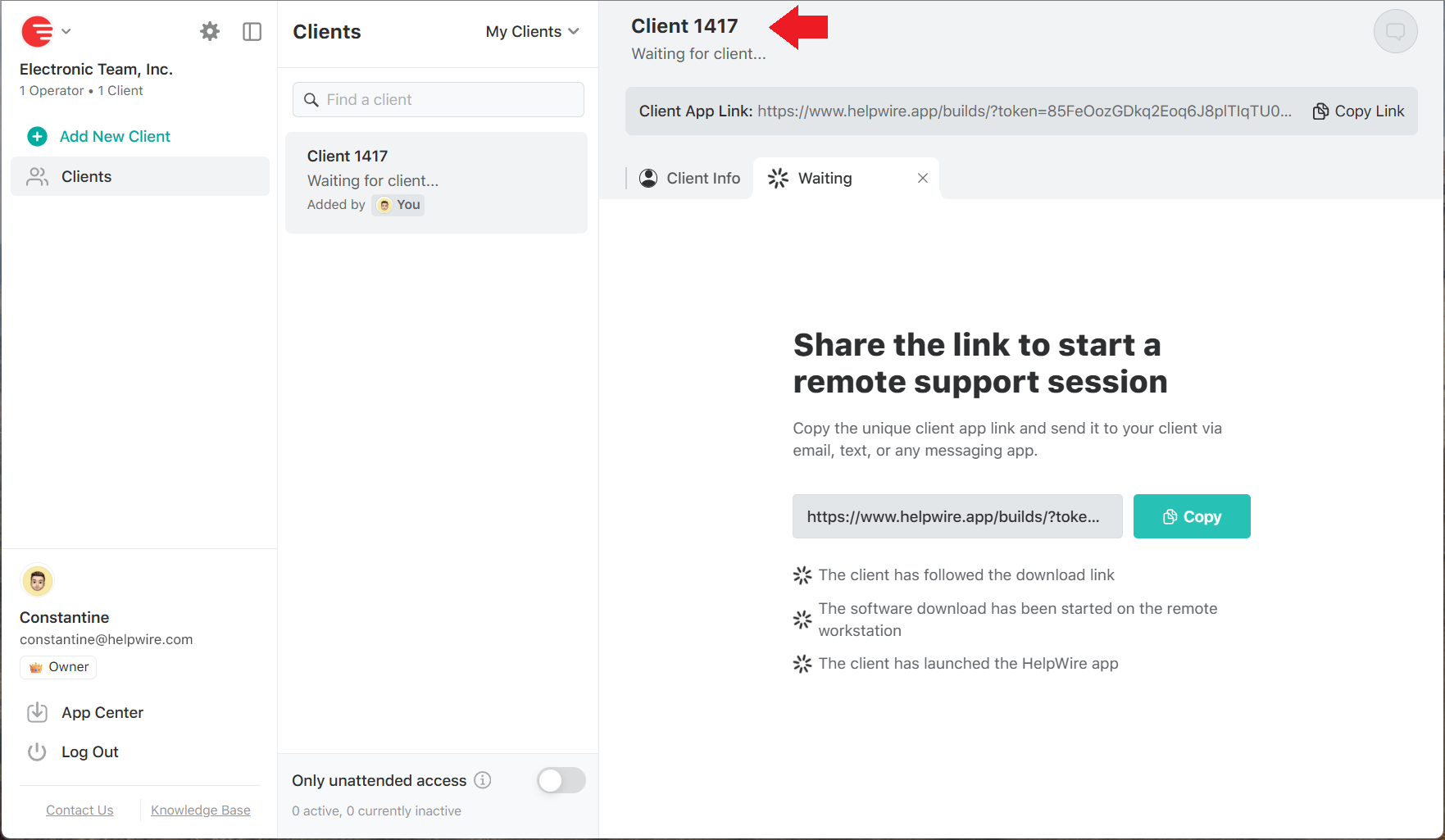 Automatically assigned HelpWire client ID