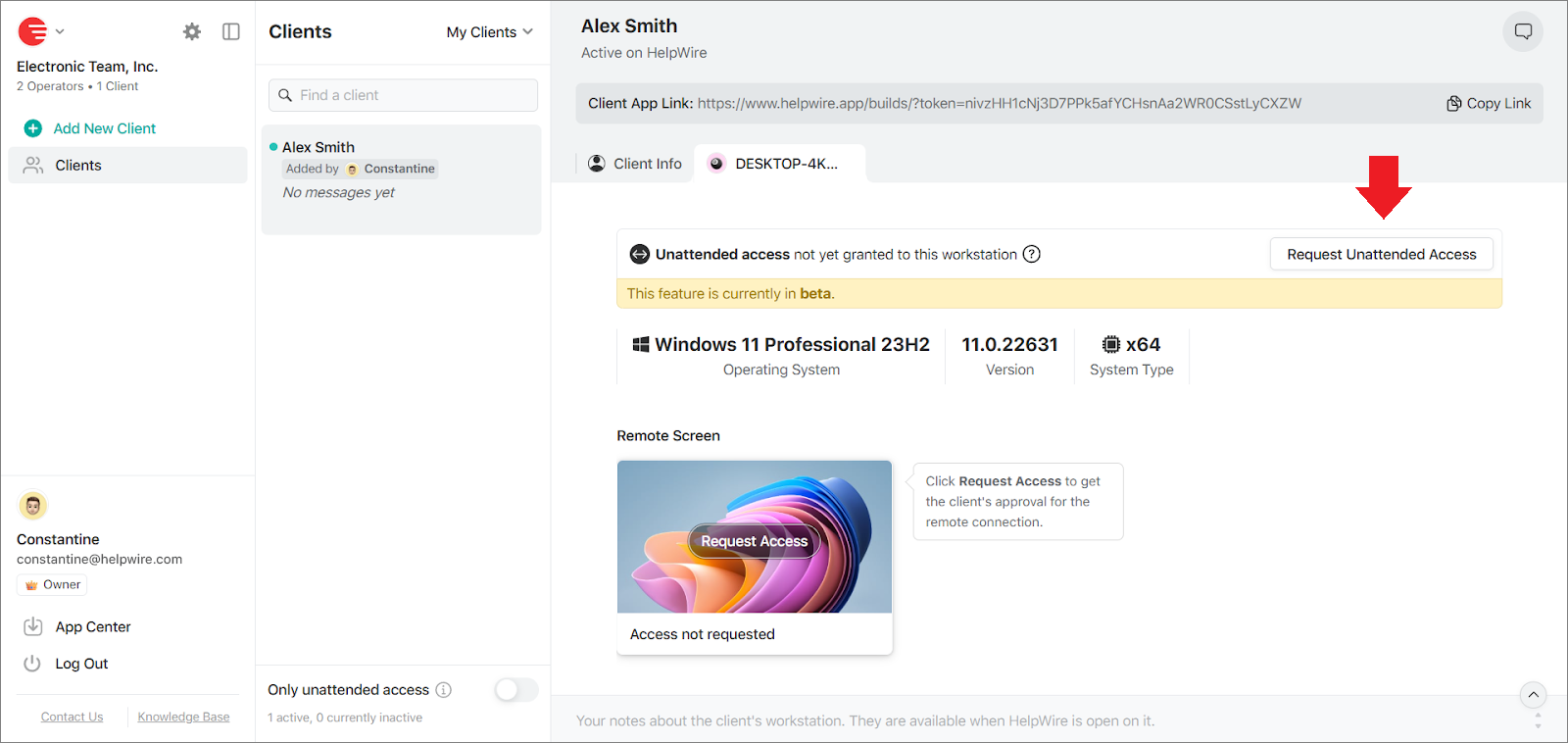 Unattended access guide: requesting unattended access from your HelpWire web account