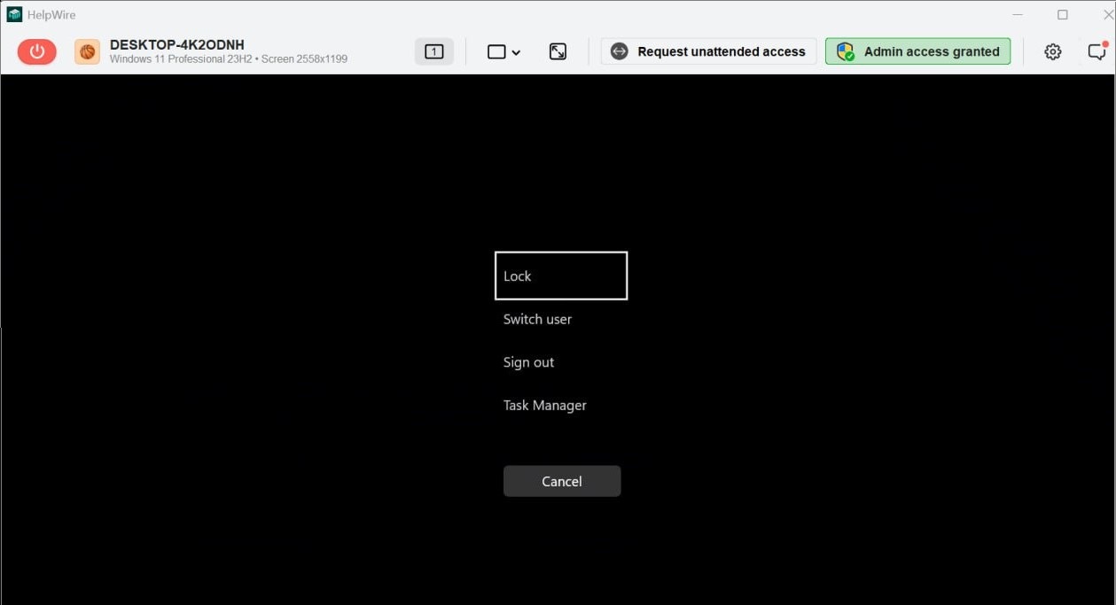 he Windows Security window