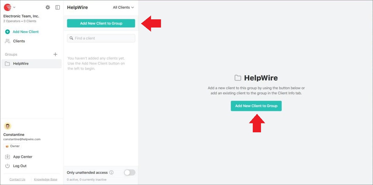 Adding a new client to a group