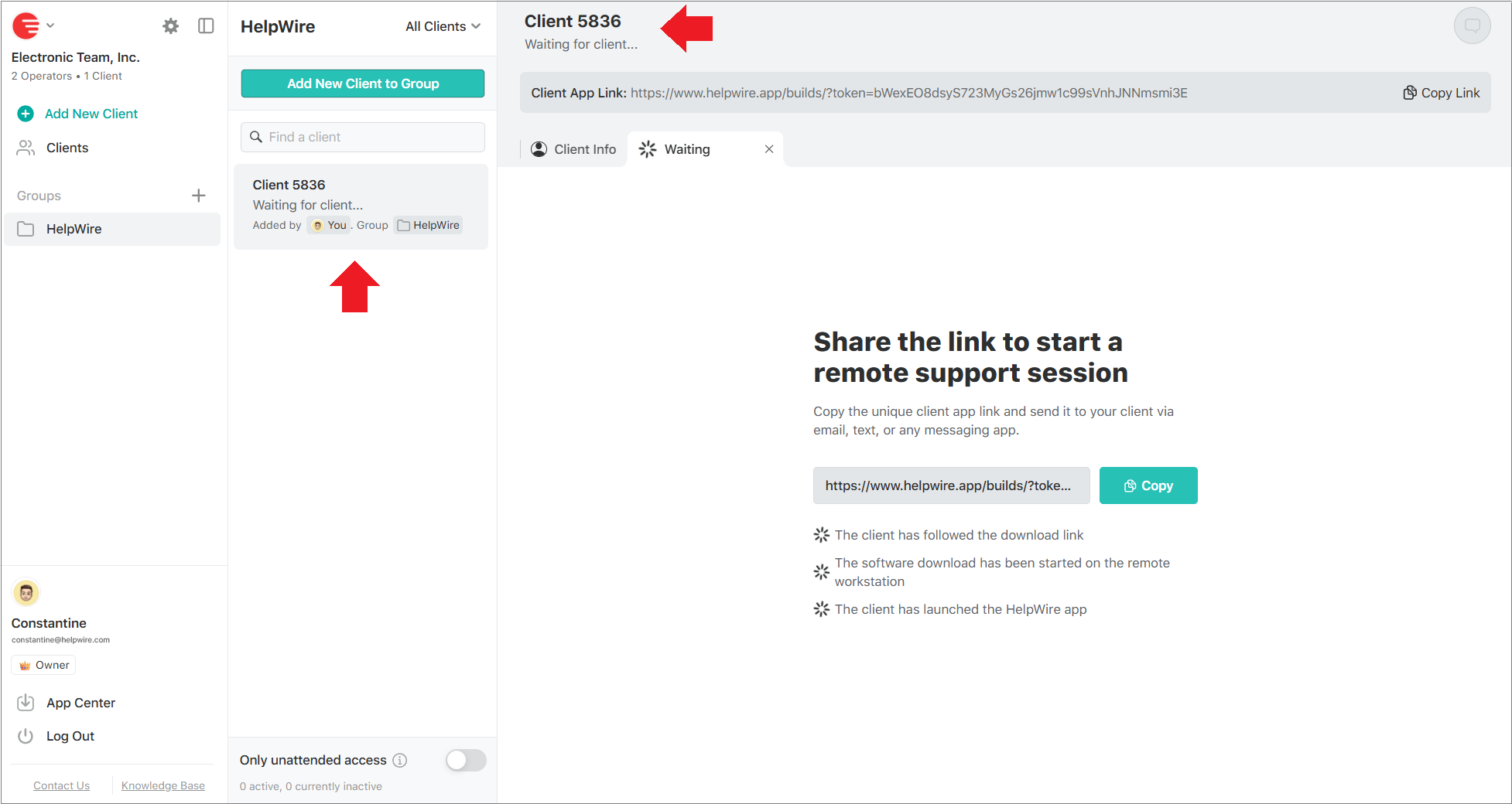 Client’s profile in a group