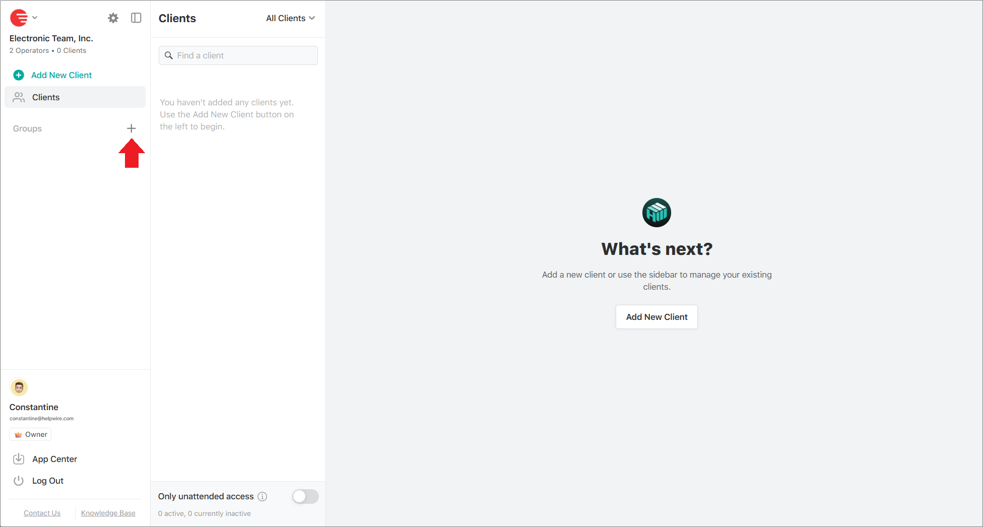 Creating a new client group