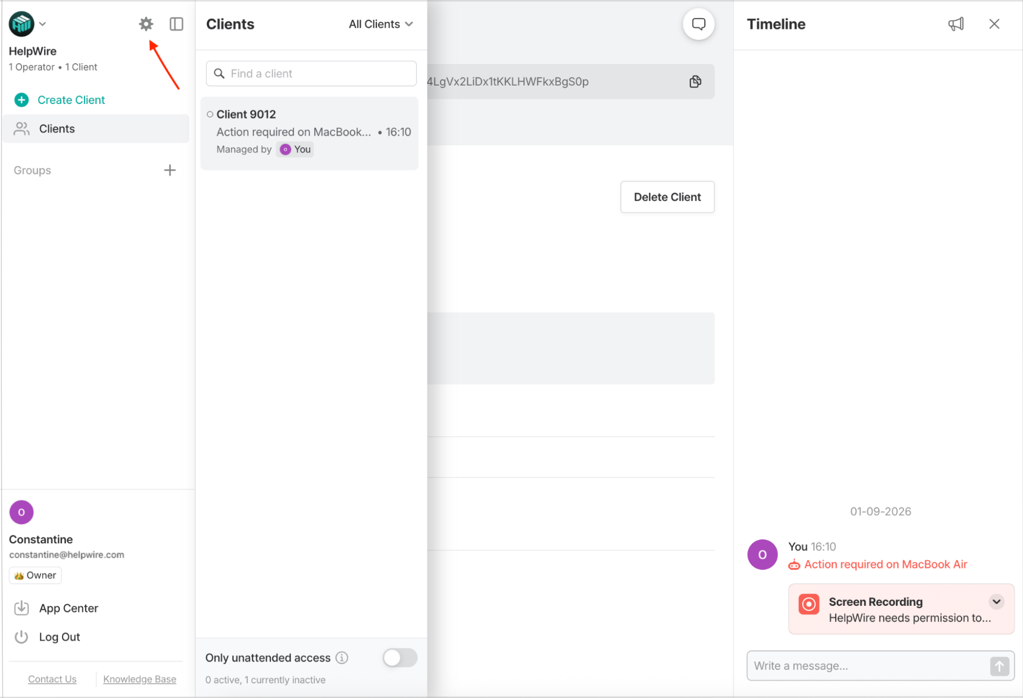 Organization settings in a HelpWire account