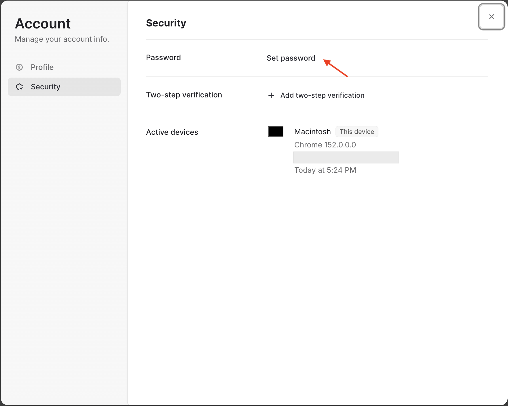 Set a new password