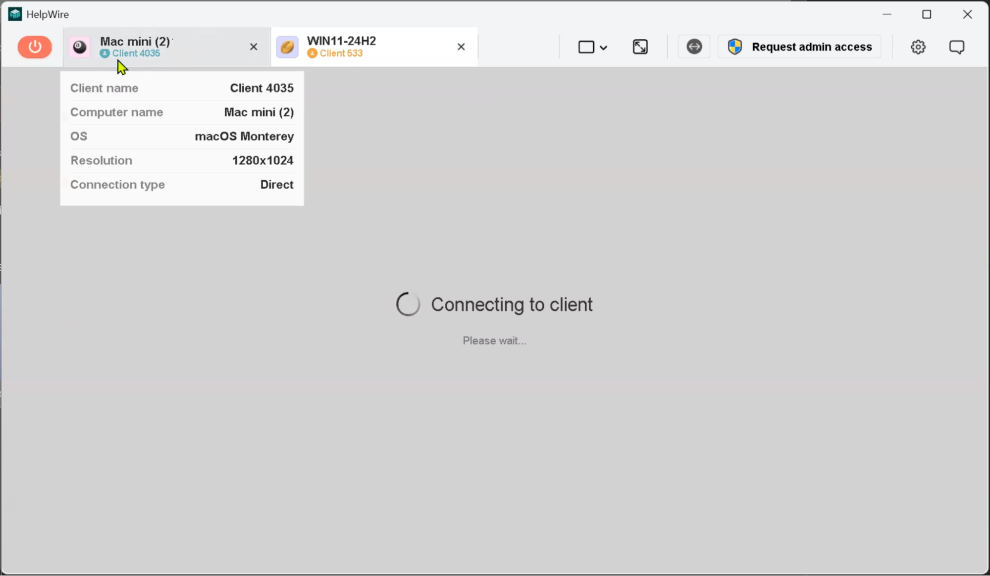 Client workstation details