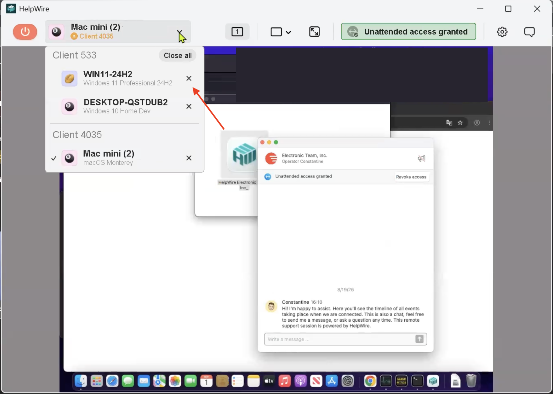 Disconnect from the selected workstation