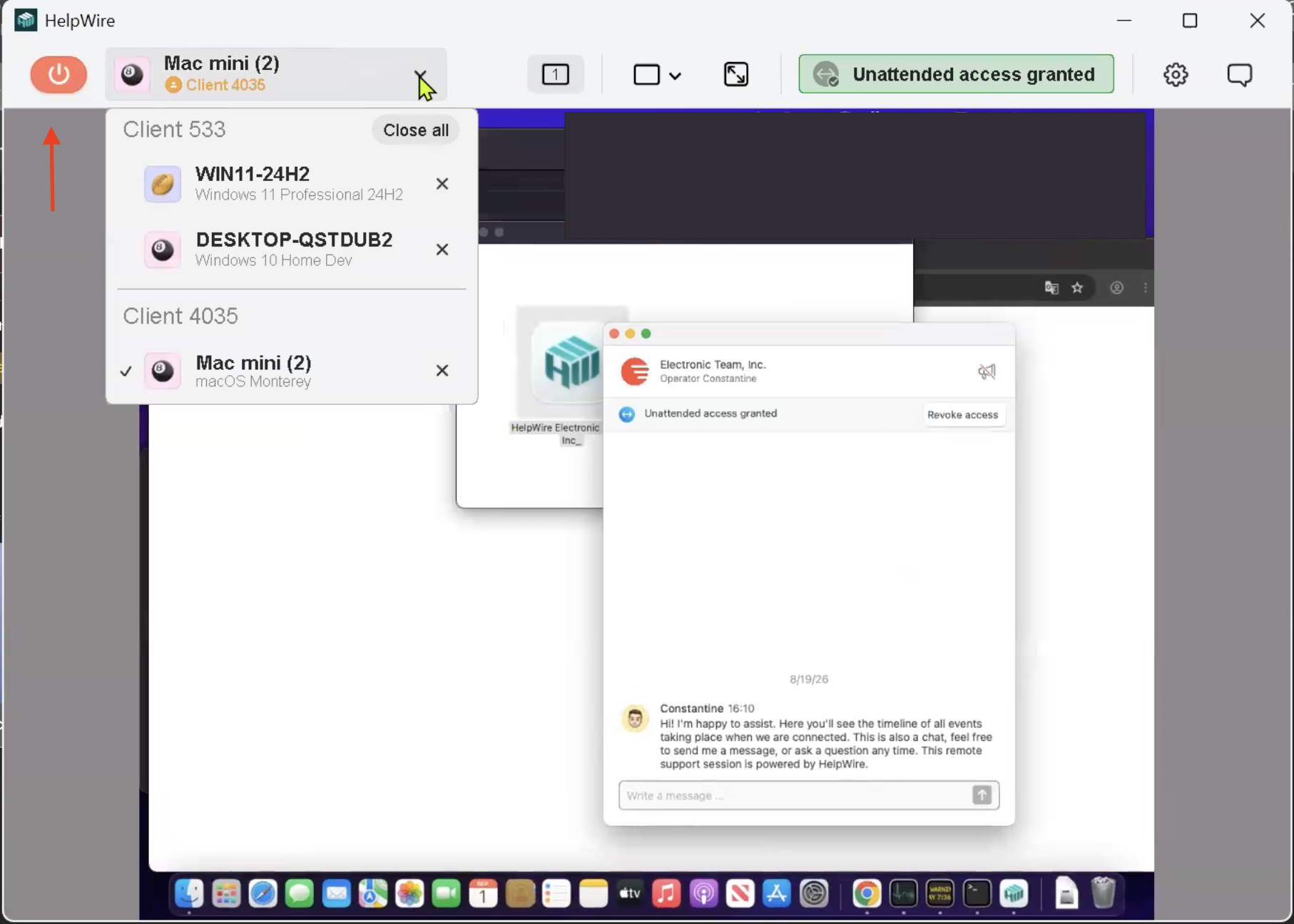 Click the Disconnect button in the toolbar
